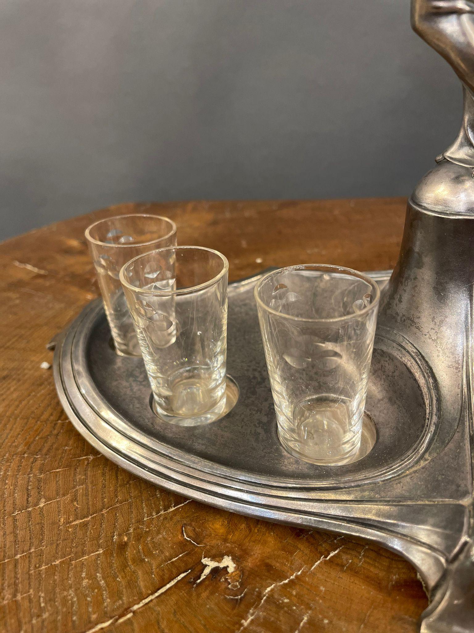 Silver Plate French Art Nouveau Liqueur Set, circa 1900