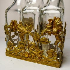 French Art Nouveau Liquor Decanter Set / Perfume Caddy c.1900