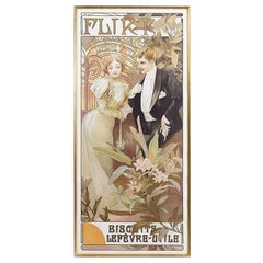 Lithographie française Art Nouveau "Flirt Biscuits" par Mucha