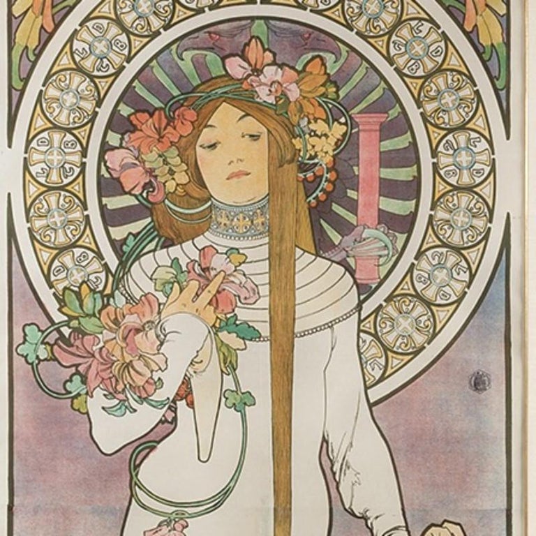 French Art Nouveau Lithograph, "La Trappistine," by Alphonse Mucha at