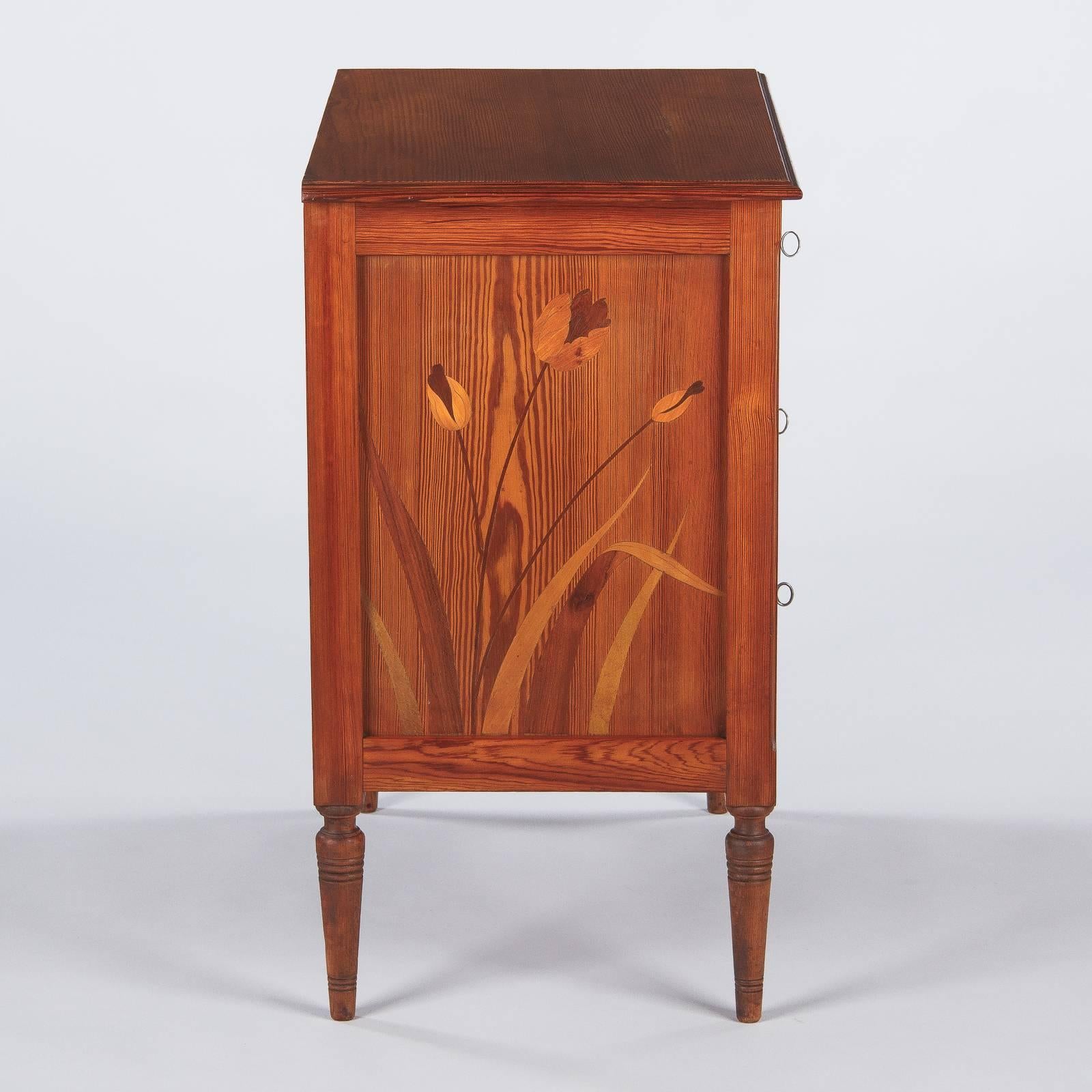 French Art Nouveau Longleaf Pine Chest of Drawers, 1900s 5