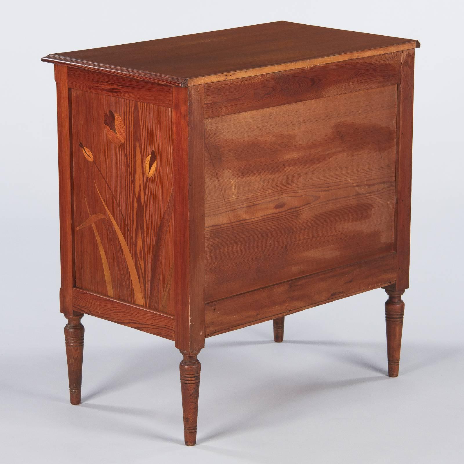 French Art Nouveau Longleaf Pine Chest of Drawers, 1900s 7