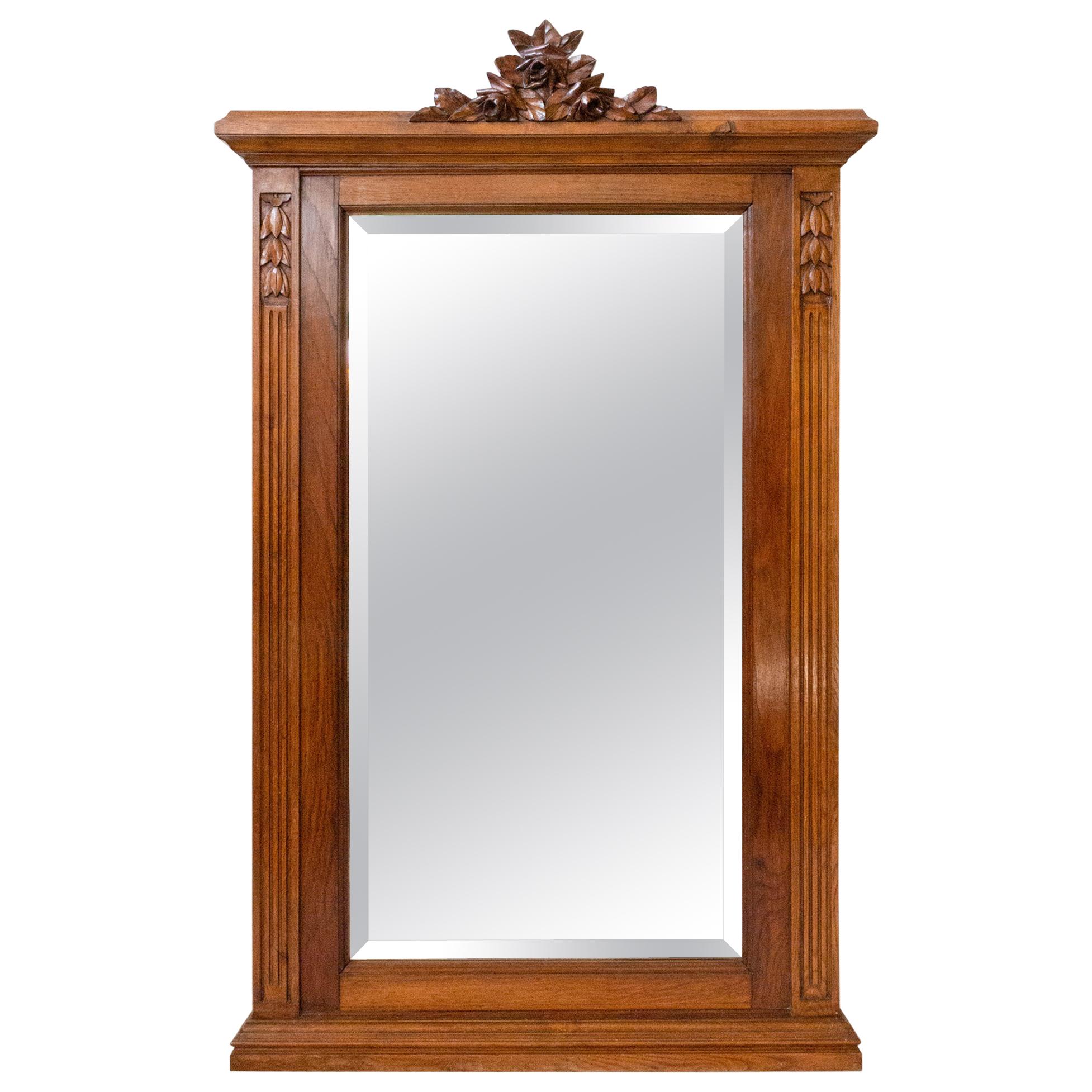 French Art Nouveau Louis XVI Style Beveled Mirror, Early 20th C.