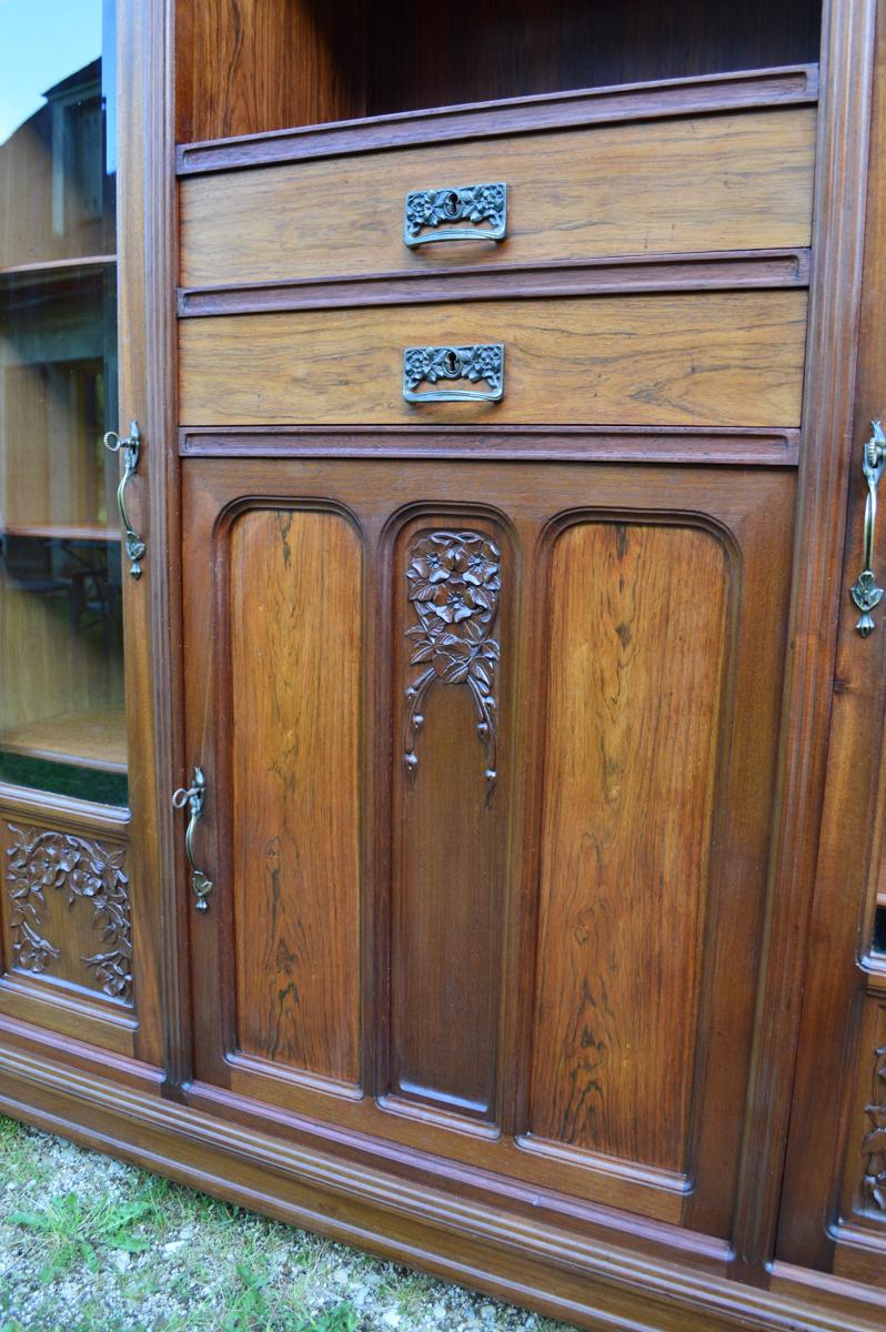 French Art Nouveau Mahogany Bookcase by Gauthier-Poinsignon, circa 1910 1