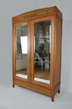 French Art Nouveau Mahogany Clematis Bedroom Set by Mathieu Gallerey, circa 1920