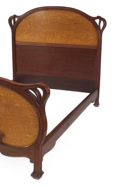 French Art Nouveau Mahogany Full Size Bed