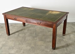 Scrivania francese Art Nouveau in mogano e pelle