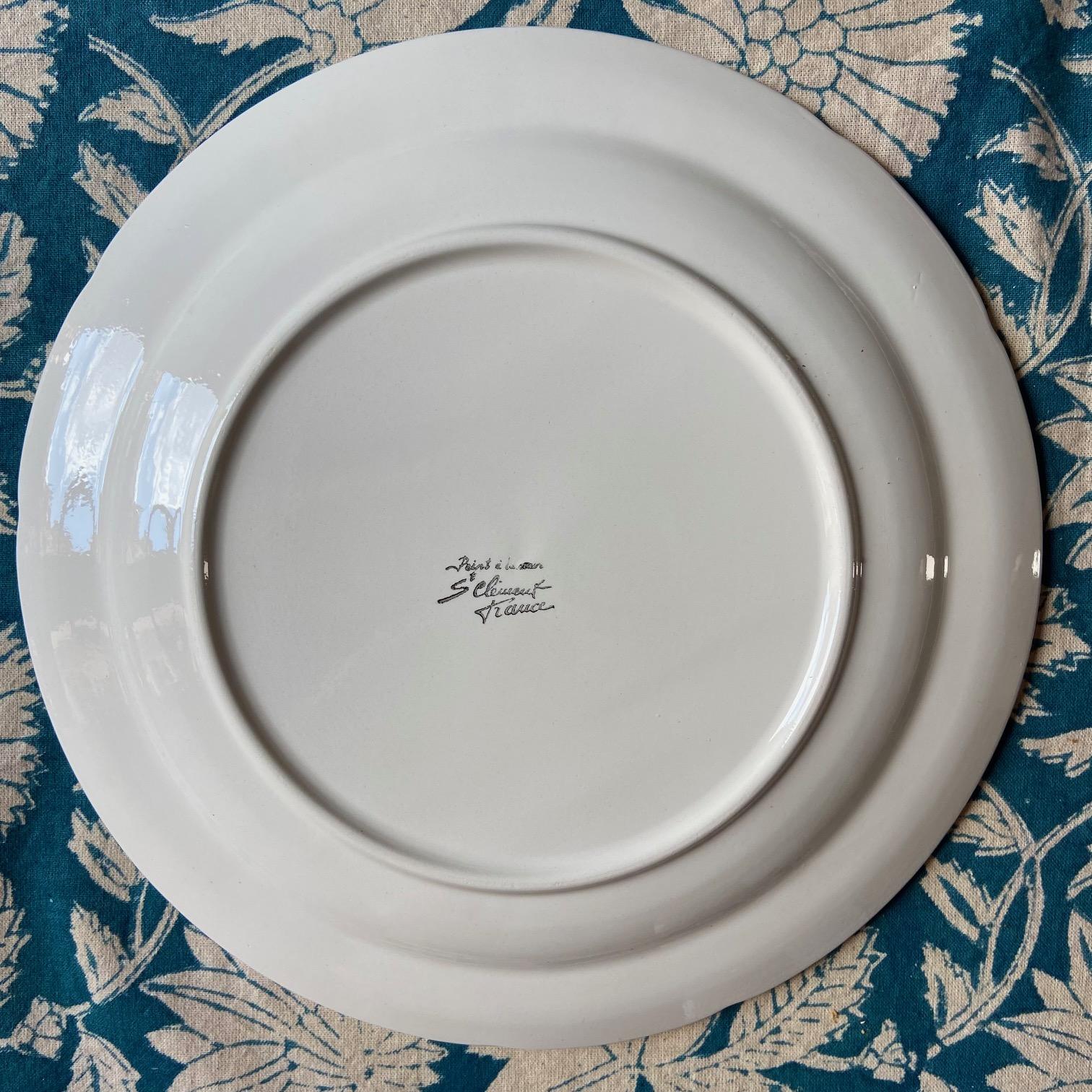 French Art Nouveau Majolica Asparagus Plates Saint Clément, 1920s im Zustand „Gut“ im Angebot in ASNIÈRES-SUR-SEINE, FR