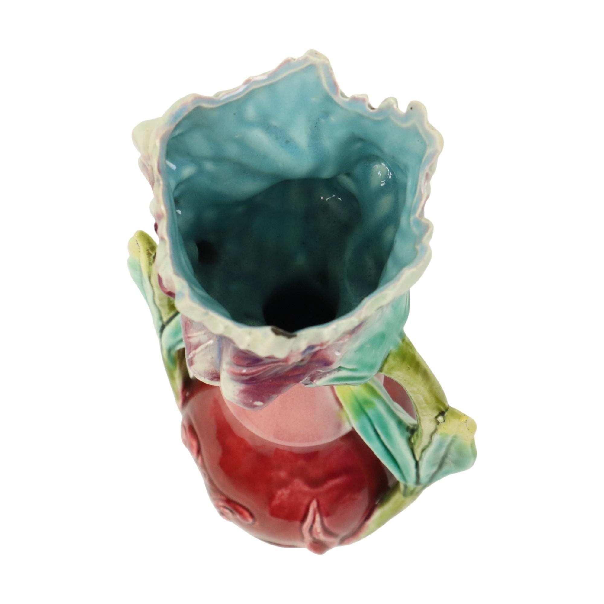 Vaso in maiolica francese Art Nouveau Fiori 30cm in vendita 9