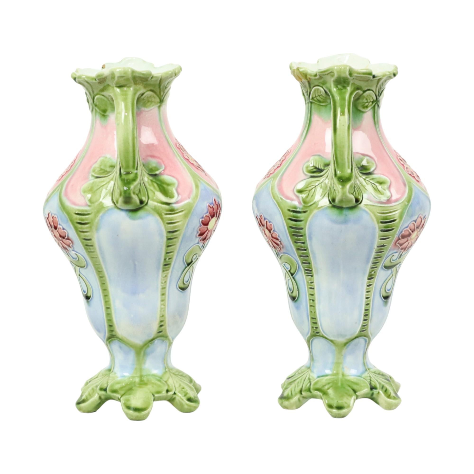 Ceramica Vasi in maiolica Art Nouveau francese del 1900 ca. in vendita