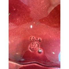 French Art Nouveau Majolica porcelain red-and-green centerpiece