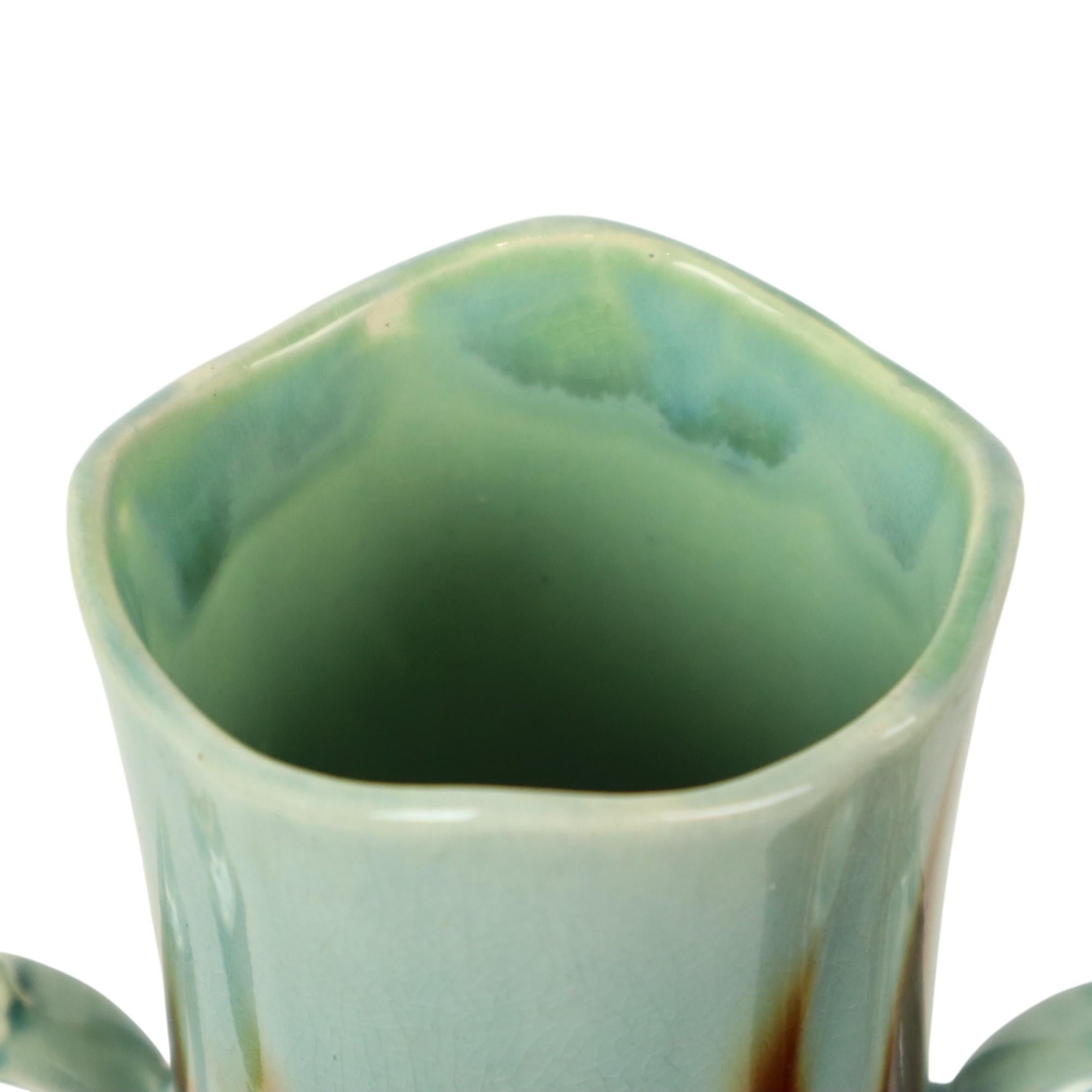 French Art Nouveau Majolica Vases Orchies L'Herminè Declercq 27cm For Sale 7