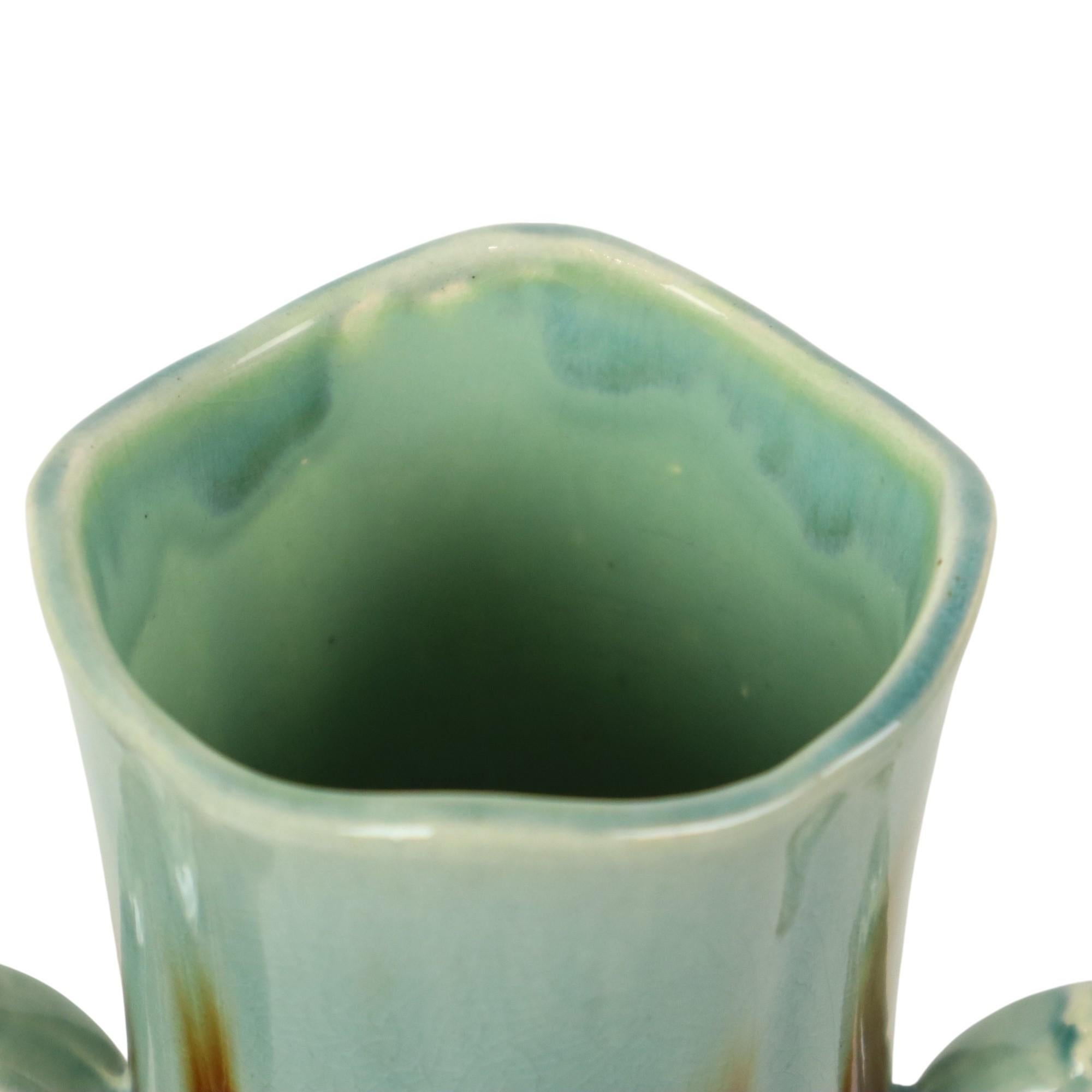 French Art Nouveau Majolica Vases Orchies L'Herminè Declercq 27cm For Sale 8