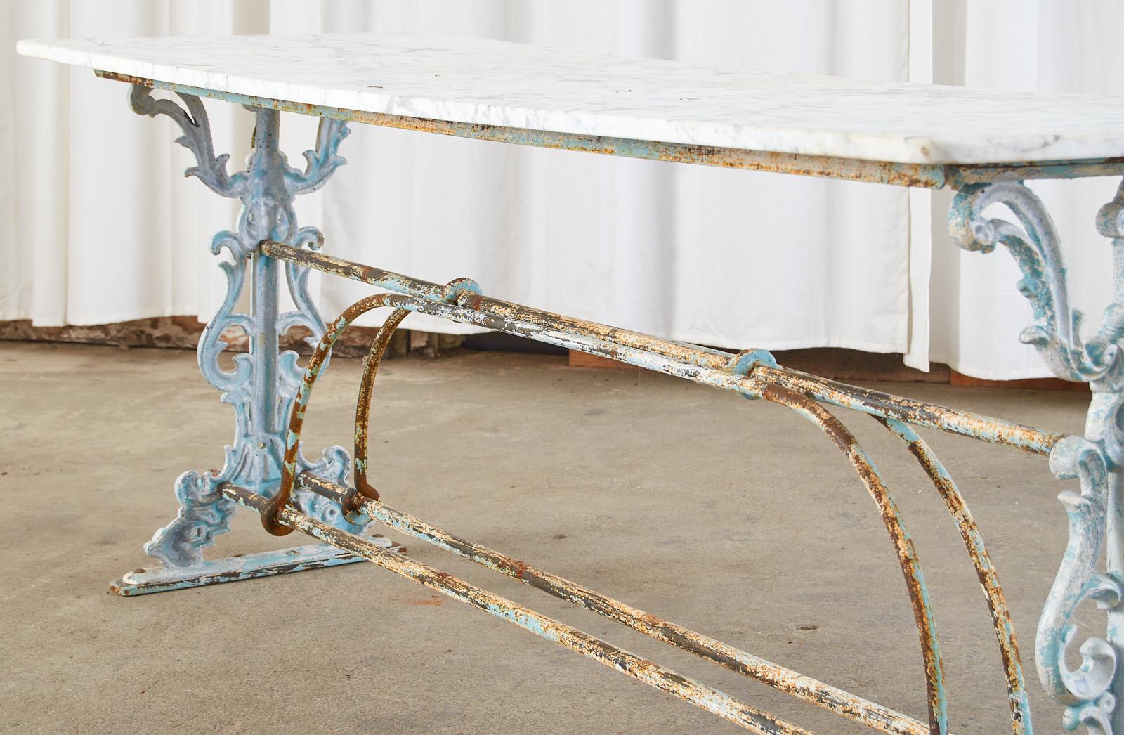 French Art Nouveau Marble Iron Patisserie Pastry Table Console For Sale 5