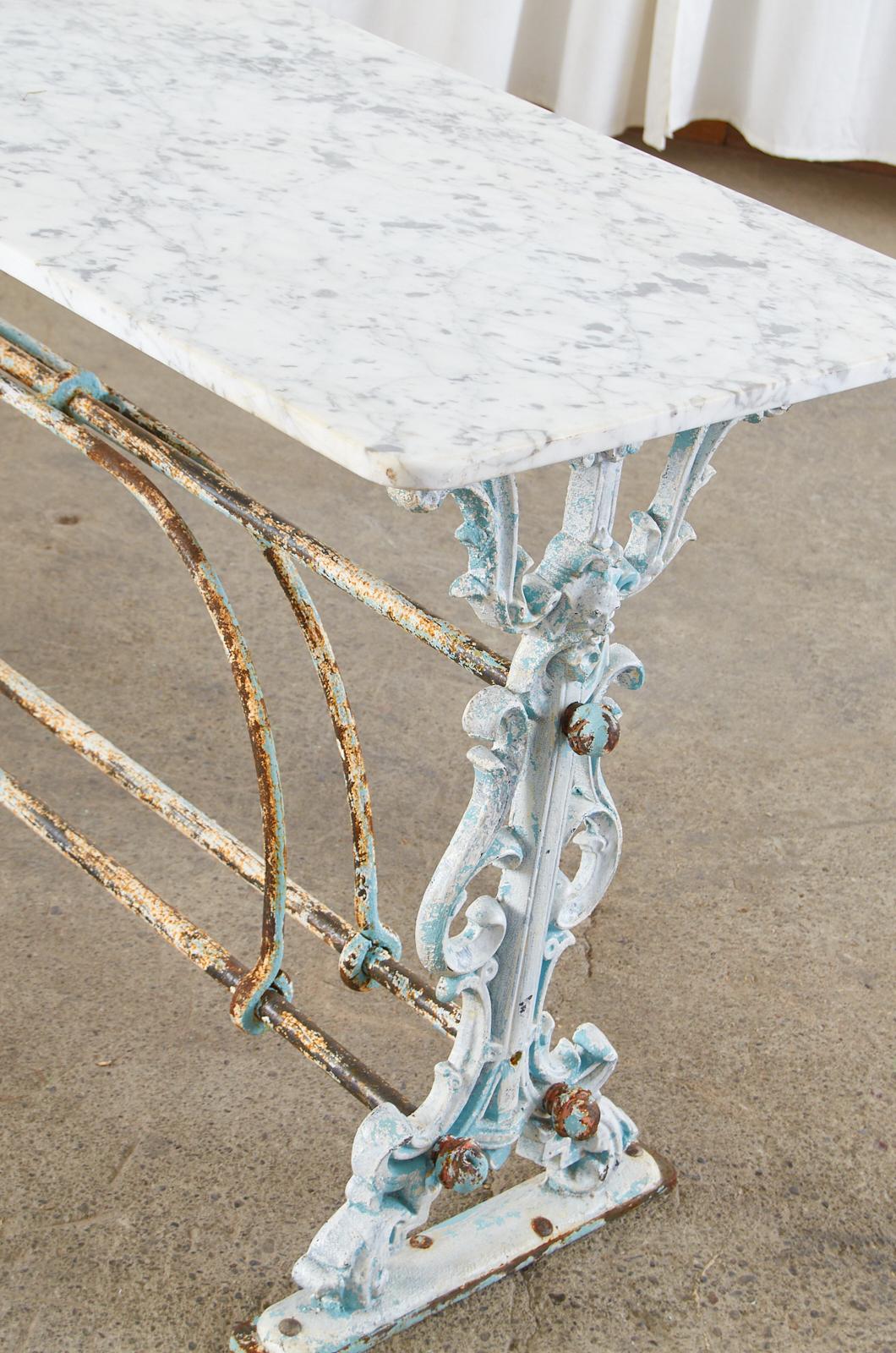 French Art Nouveau Marble Iron Patisserie Pastry Table Console For Sale 2