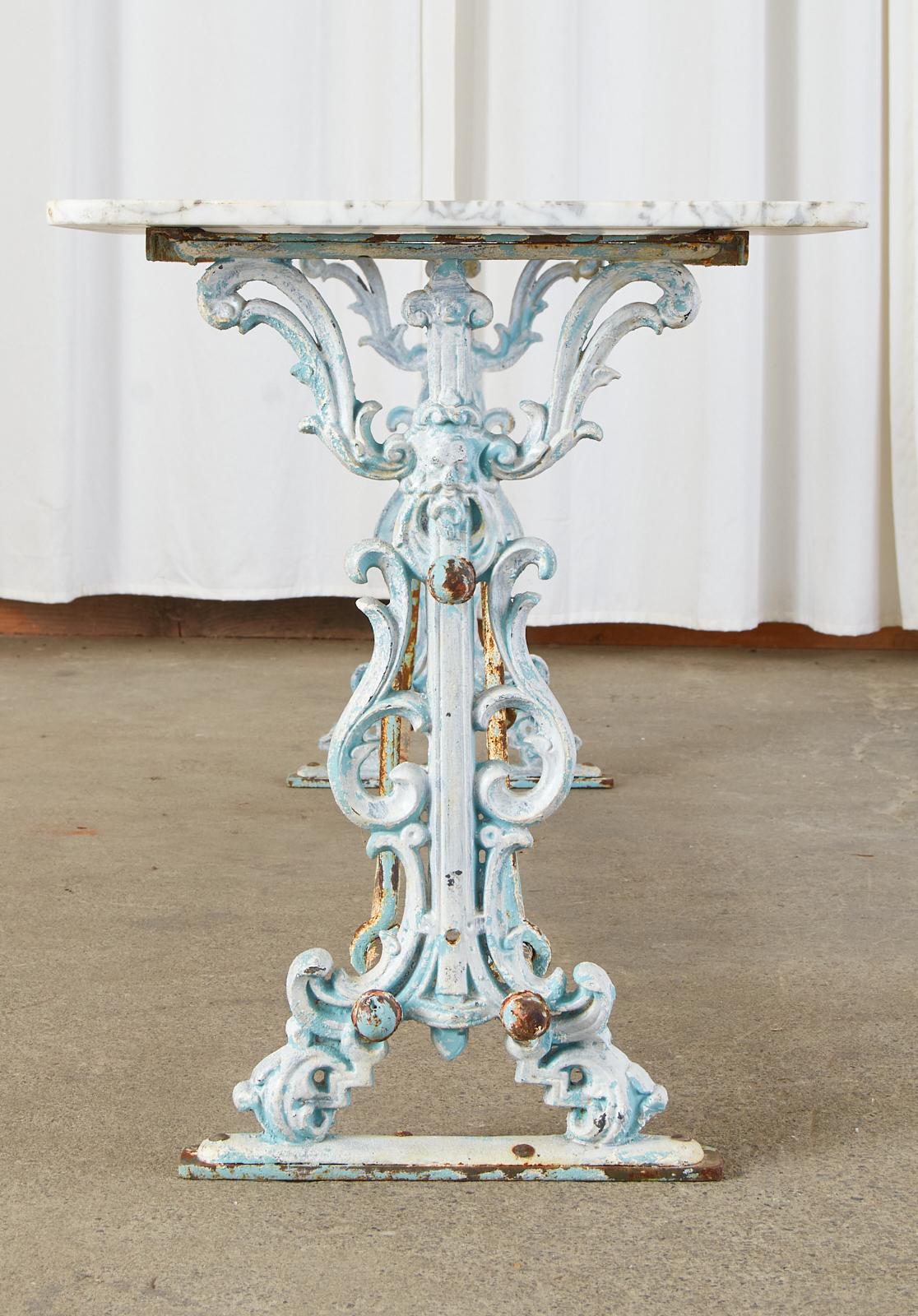 French Art Nouveau Marble Iron Patisserie Pastry Table Console For Sale 3