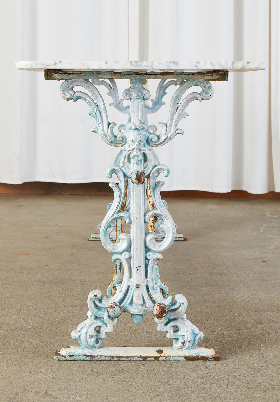 French Art Nouveau Marble Iron Patisserie Pastry Table Console 3