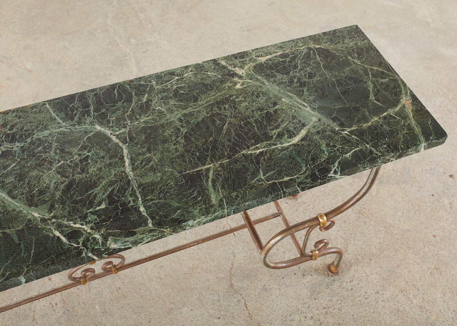 Bronze French Art Nouveau Marble Pastry Table Console For Sale