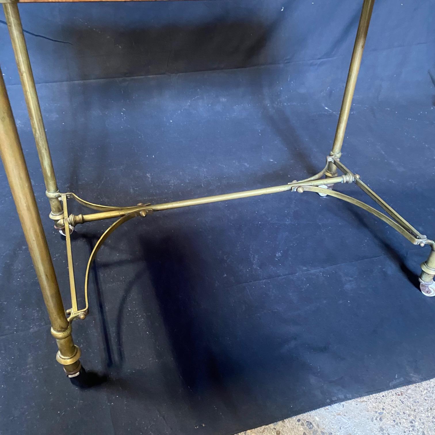 French Art Nouveau Marble Top Dressing Table with Beveled Mirror and Brass Legs 12