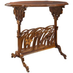 French Art Nouveau Marquetry "Narcissus" Side Table by Emile Gallé