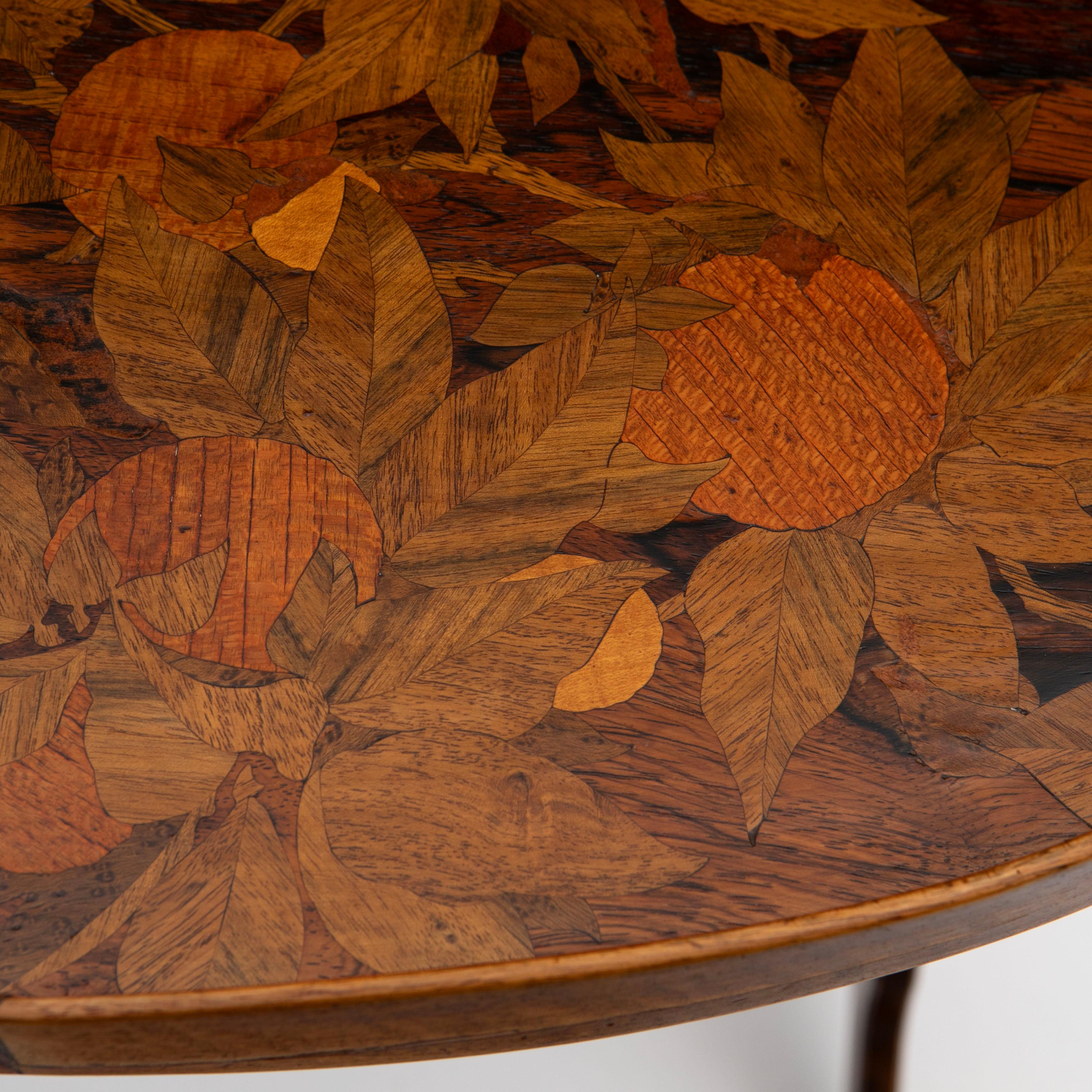 French Art Nouveau Marquetry Table by  Emile Gallé For Sale 1