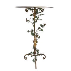 French Art Nouveau Metal and Glass Table