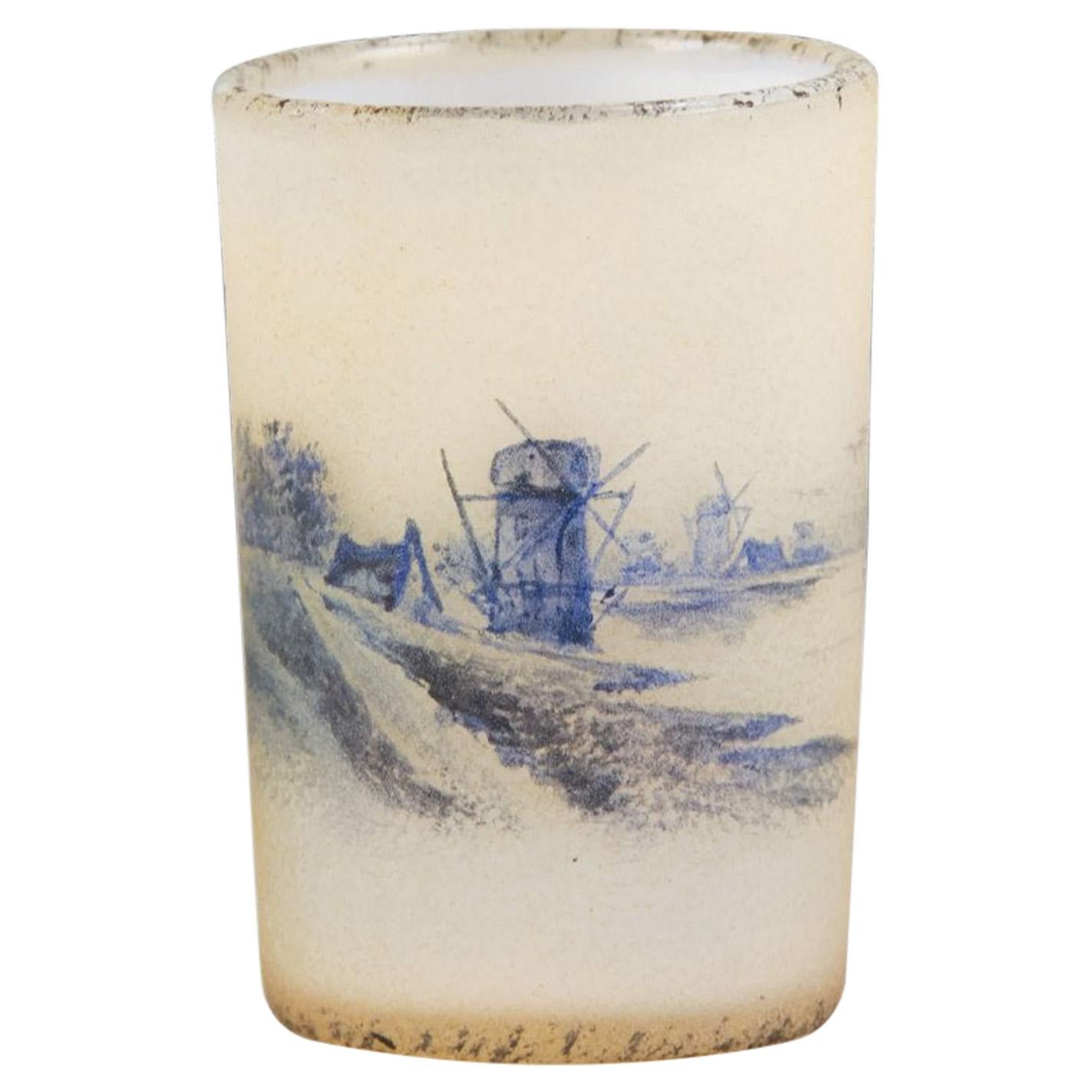 French Art Nouveau Miniature Glass Vase "Dutch Winter Landscape" by Daum Frères For Sale