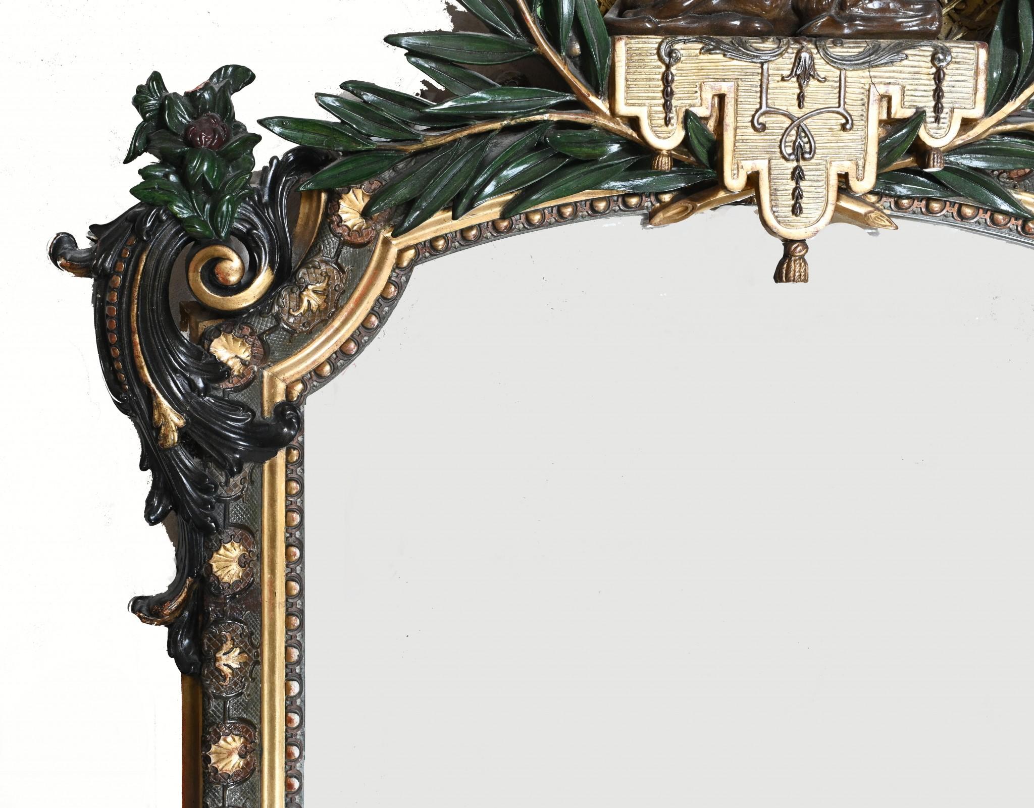 Specchio francese Art Carved dipinto a cammello 1890 In condizioni buone in vendita a Potters Bar, GB