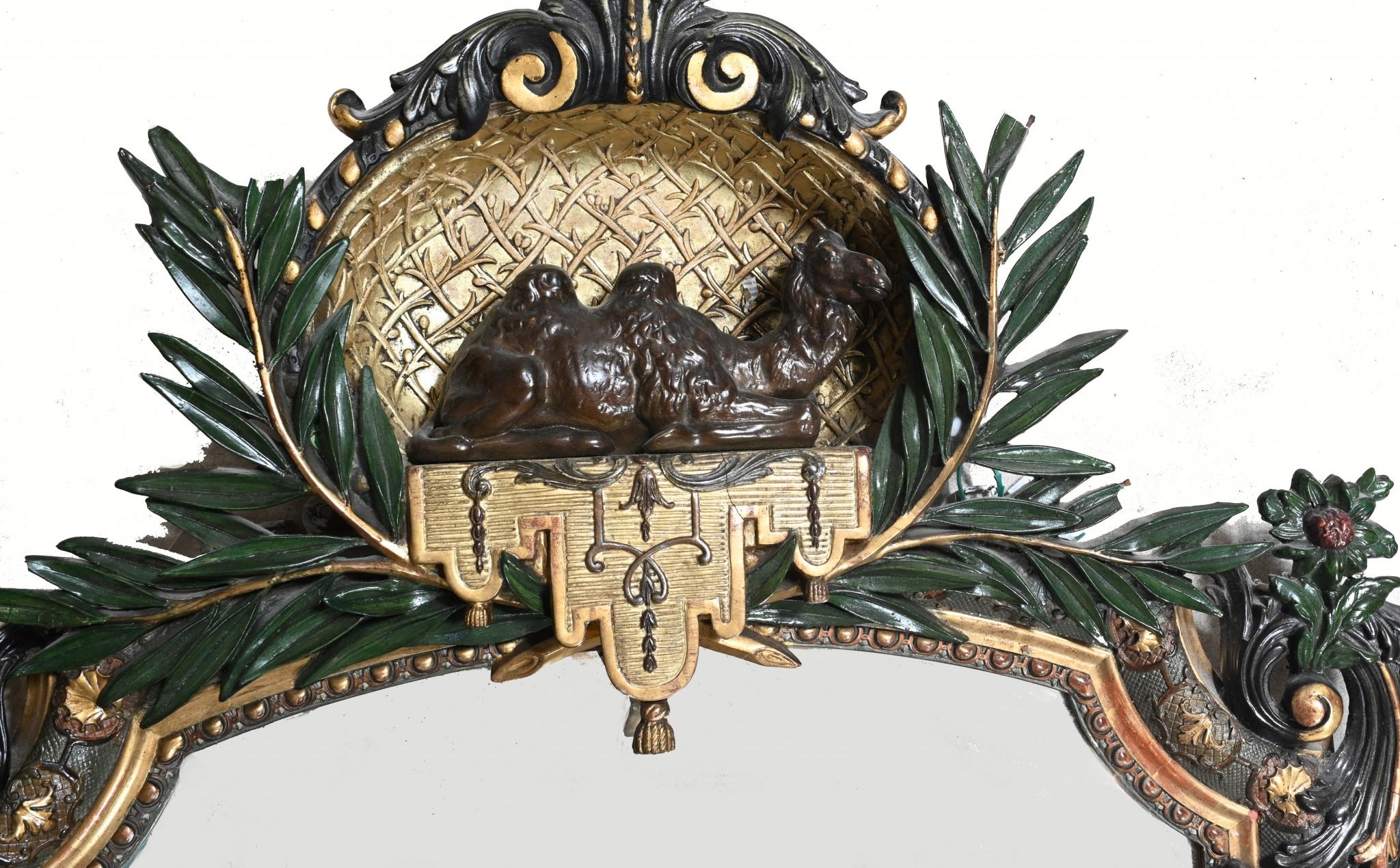Specchio francese Art Carved dipinto a cammello 1890 in vendita 1