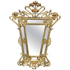 French Art Nouveau carved giltwood Mirror