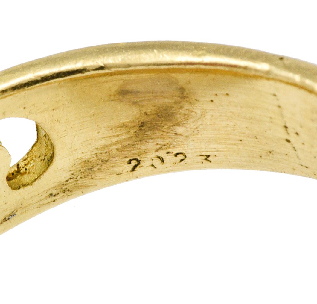 French Art Nouveau Moonstone 18 Karat Green Gold Gargoyle Ring 2