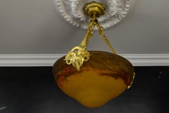 Ciondolo in vetro e bronzo Art Nouveau francese Muller Frères Pâte de Verre, 1920 ca.