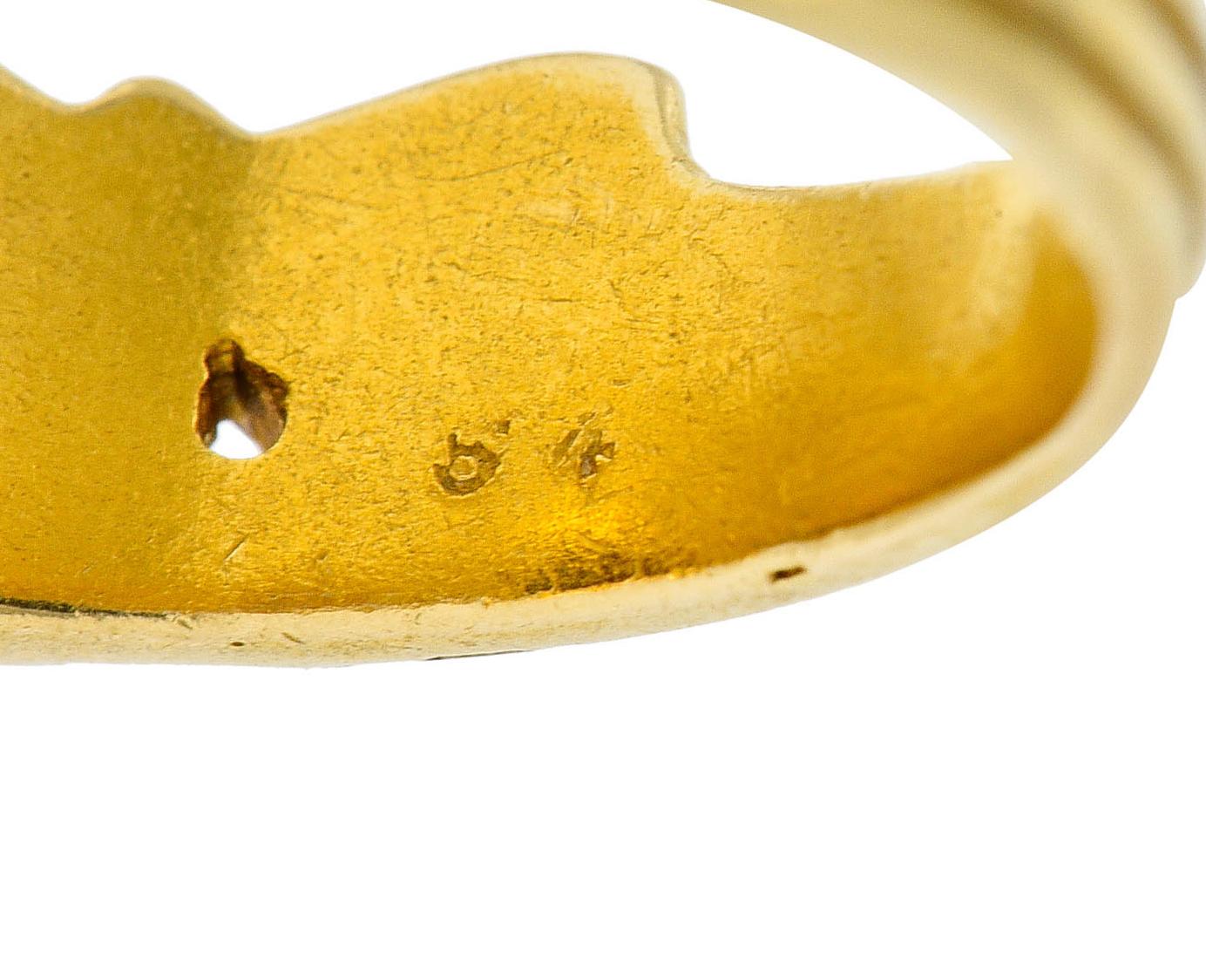 Französischer Jugendstil No Heat Burma Rubin 18 Karat Gold Jaguar Band Ring AGL 1