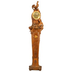 Antique French Art Nouveau Oak Grandfather Clock Georges Tuck