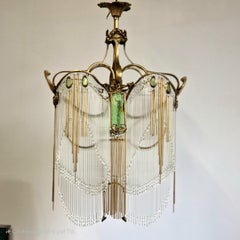 Lustre Guimard Art Nouveau français en bronze ancien