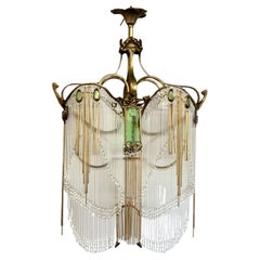 Lustre Guimard Art Nouveau français en bronze ancien