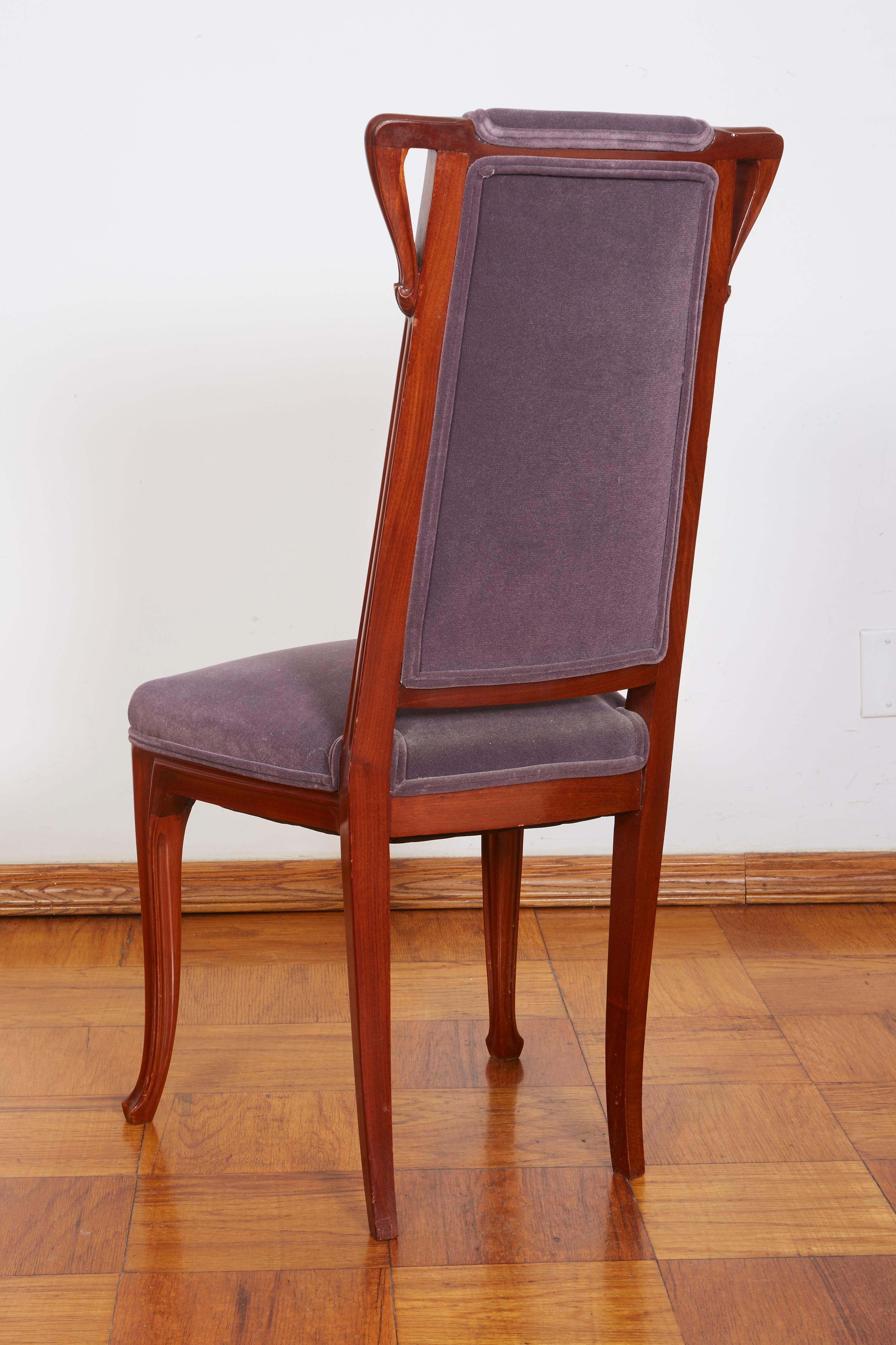 French Art Nouveau Pair of Louis Majorelle Chairs For Sale 3