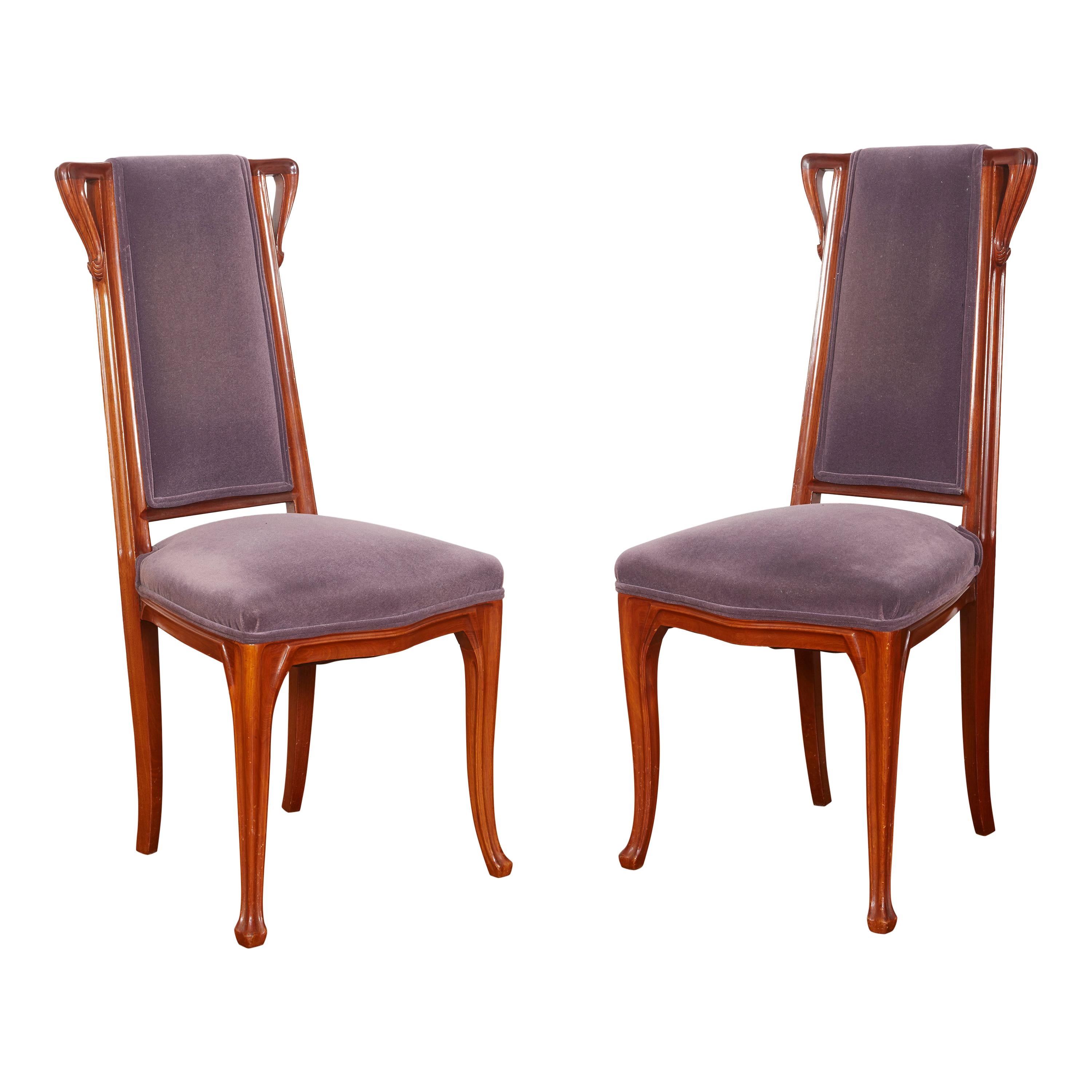 French Art Nouveau Pair of Louis Majorelle Chairs For Sale