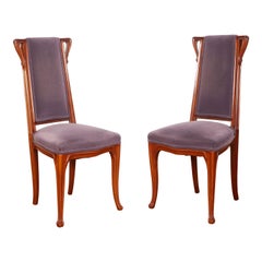 Antique French Art Nouveau Pair of Louis Majorelle Chairs