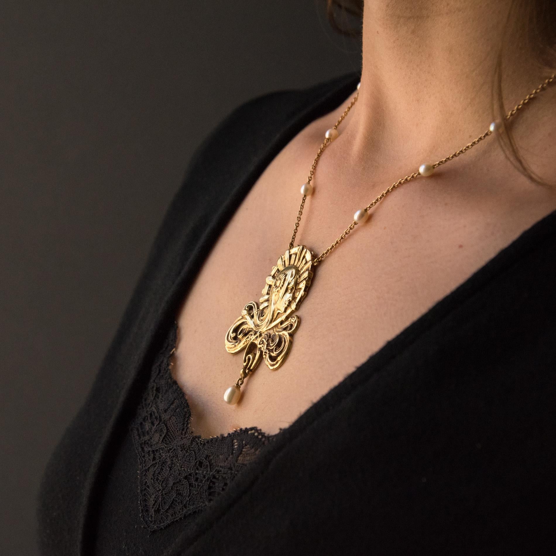 art nouveau bat necklace