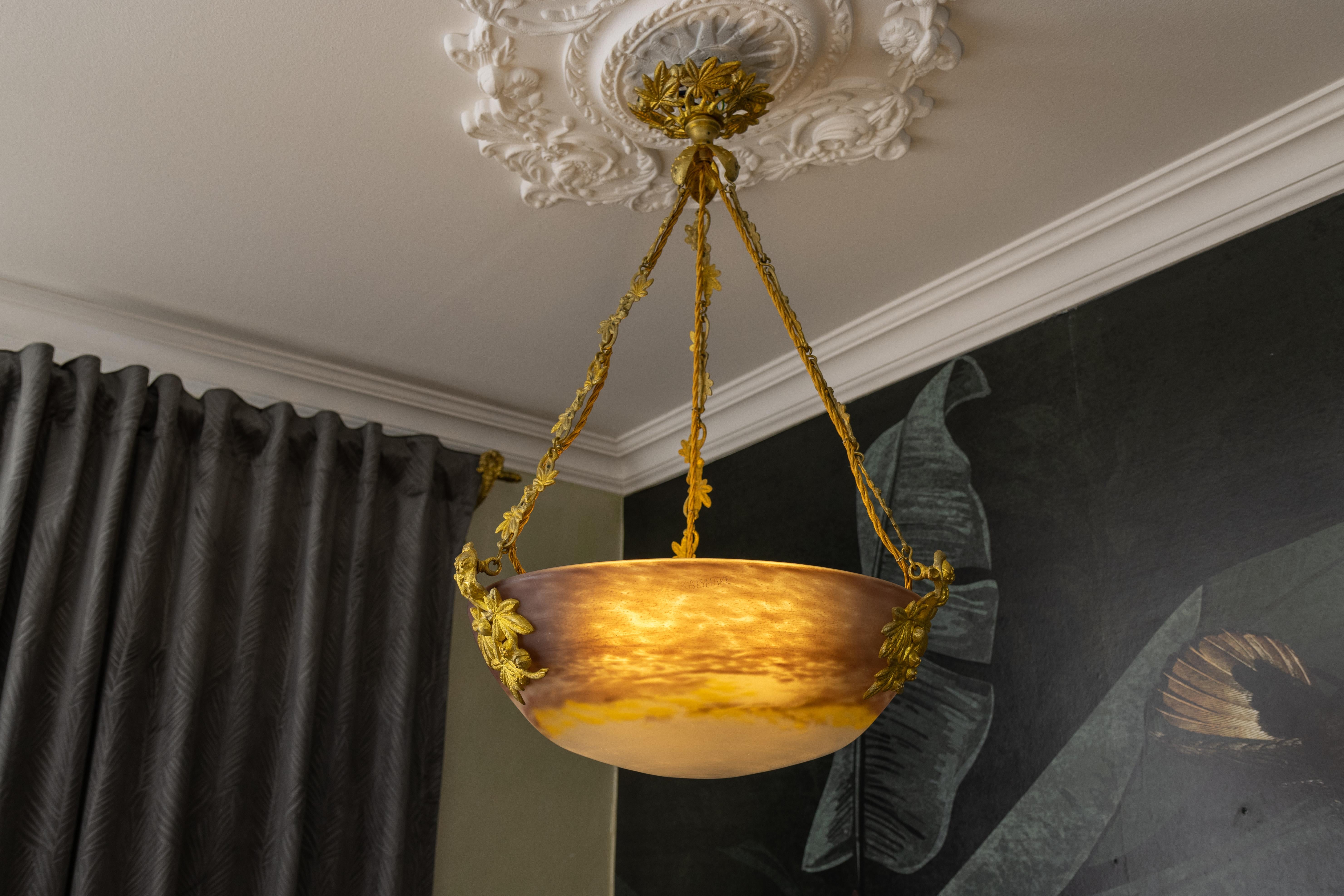 Lámpara colgante francesa Art Nouveau de G.V. de Croismare, Muller Frères, años 20 en venta 7