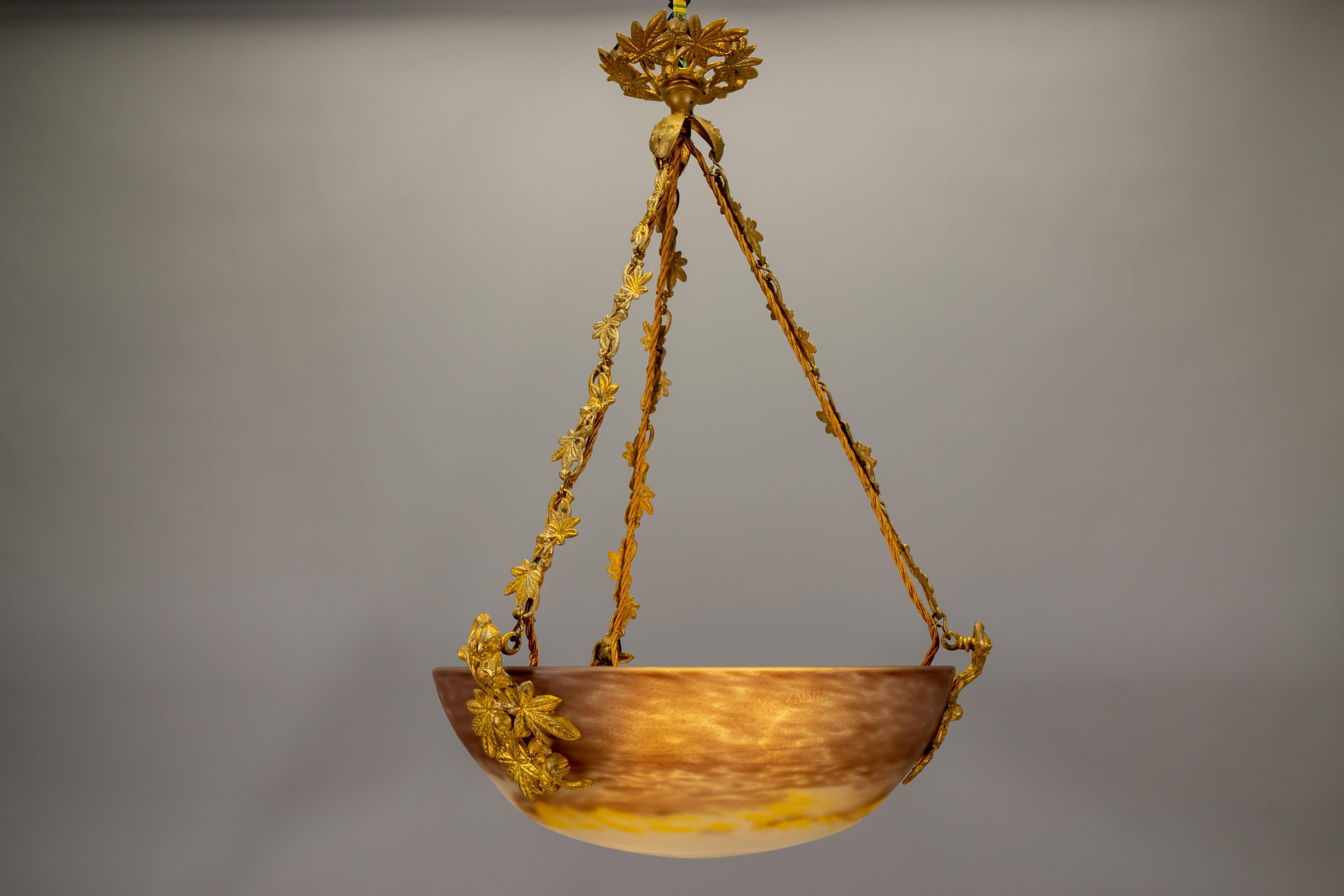 Lámpara colgante francesa Art Nouveau de G.V. de Croismare, Muller Frères, años 20 en venta 12