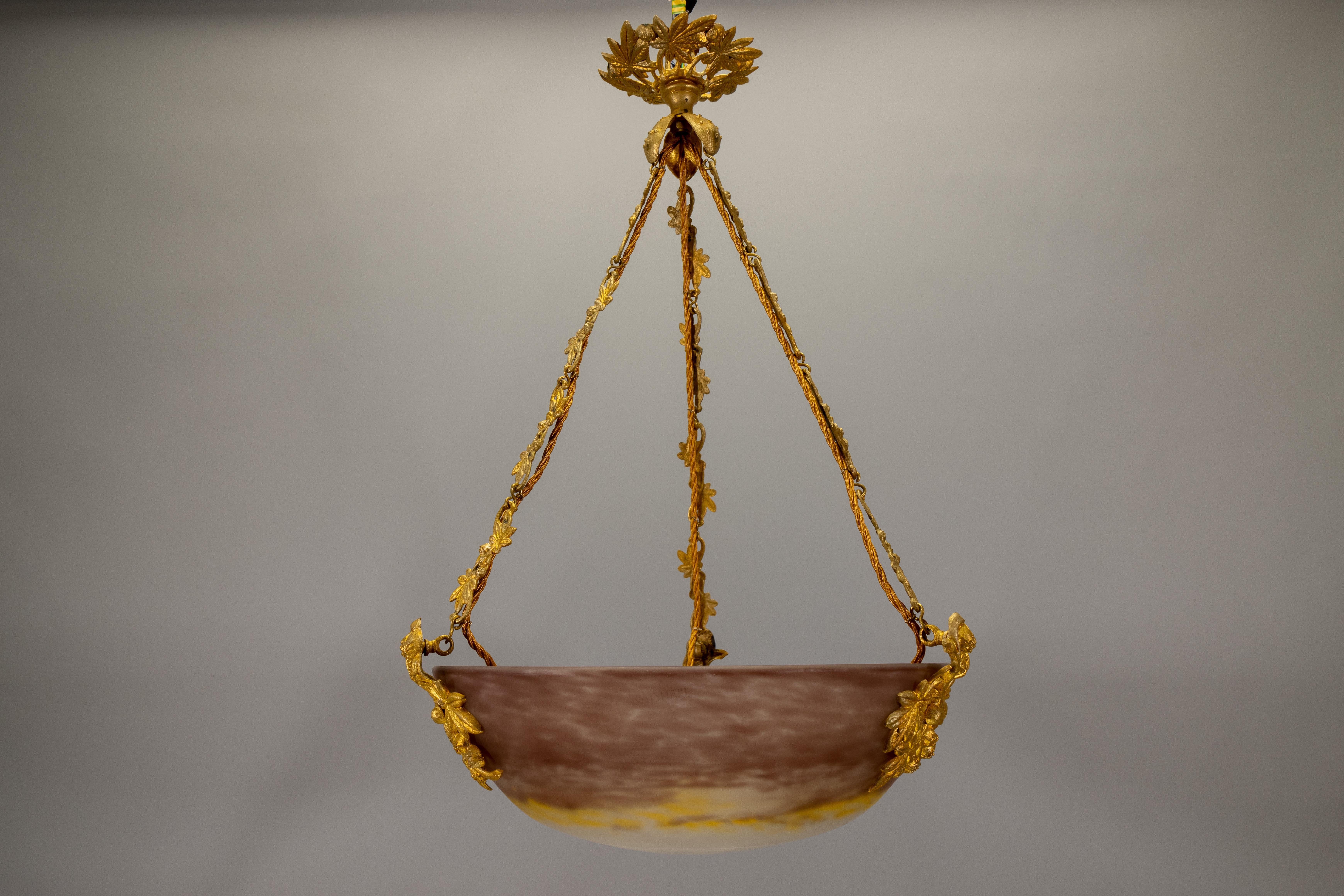 Lámpara colgante francesa Art Nouveau de G.V. de Croismare, Muller Frères, años 20 en venta 13