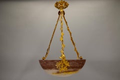 French Art Nouveau Pendant Light by G.V. de Croismare, Muller Frères, 1920s