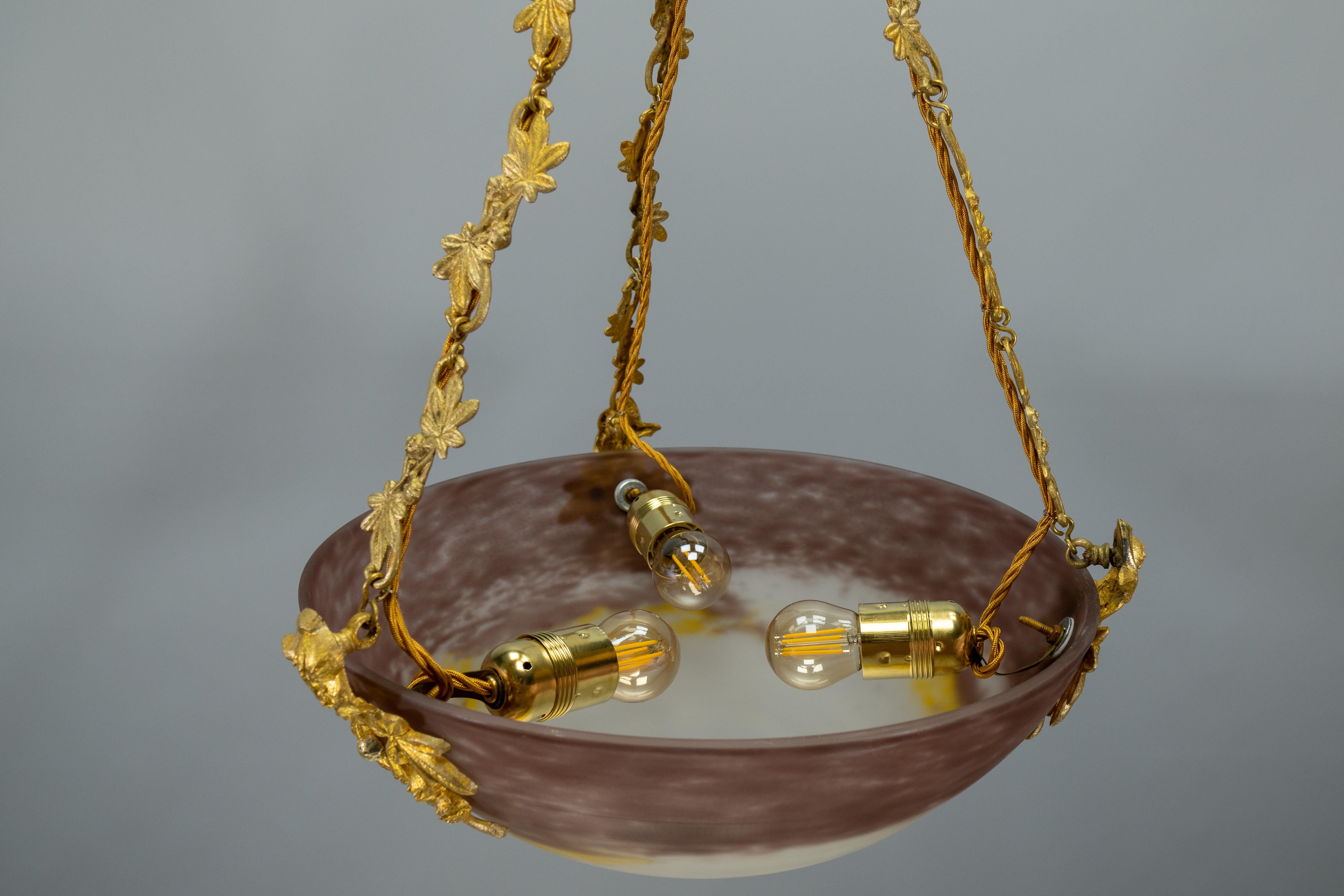 Lámpara colgante francesa Art Nouveau de G.V. de Croismare, Muller Frères, años 20 en venta 14
