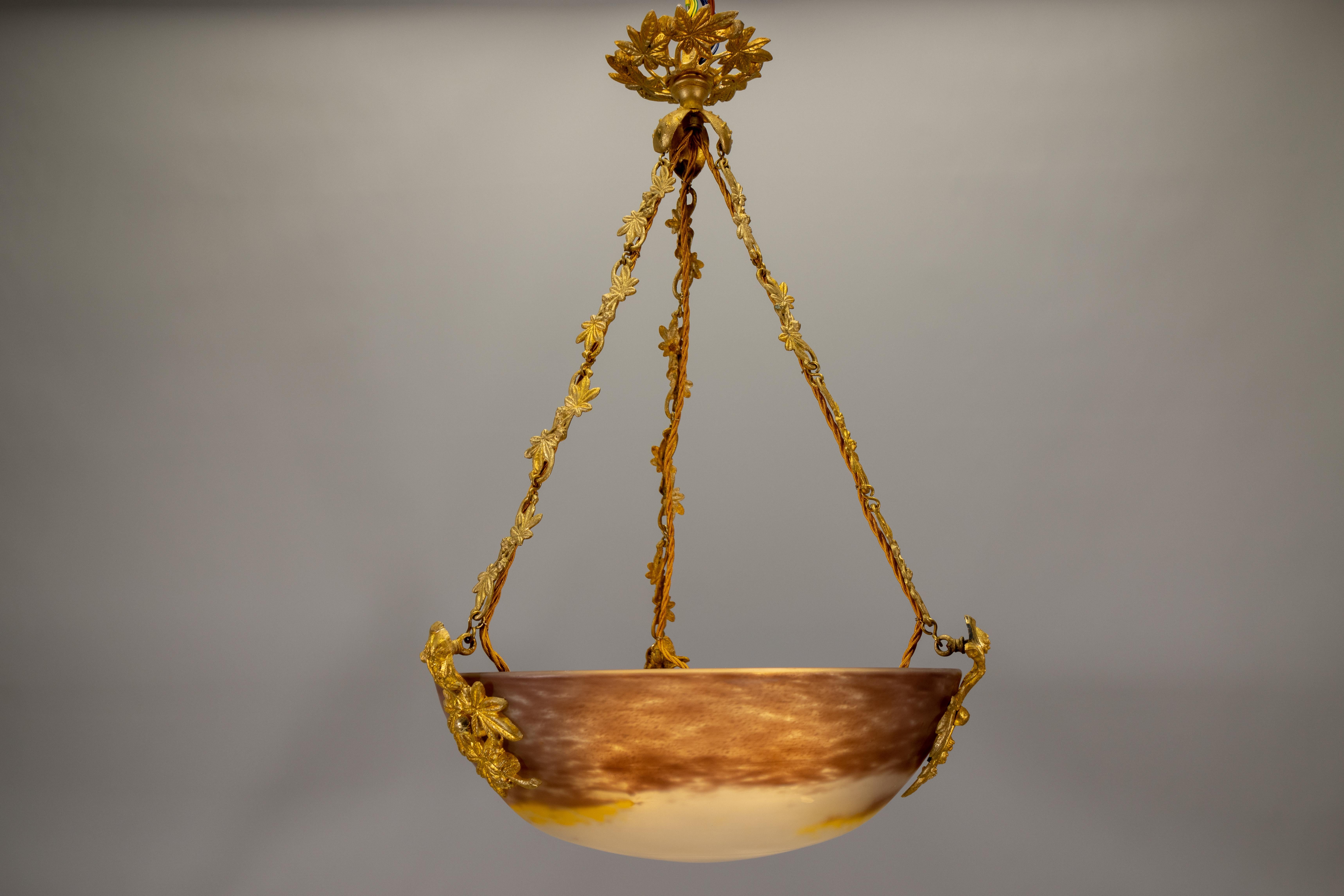 Lámpara colgante francesa Art Nouveau de G.V. de Croismare, Muller Frères, años 20 en Bueno estado para la venta en Barntrup, DE