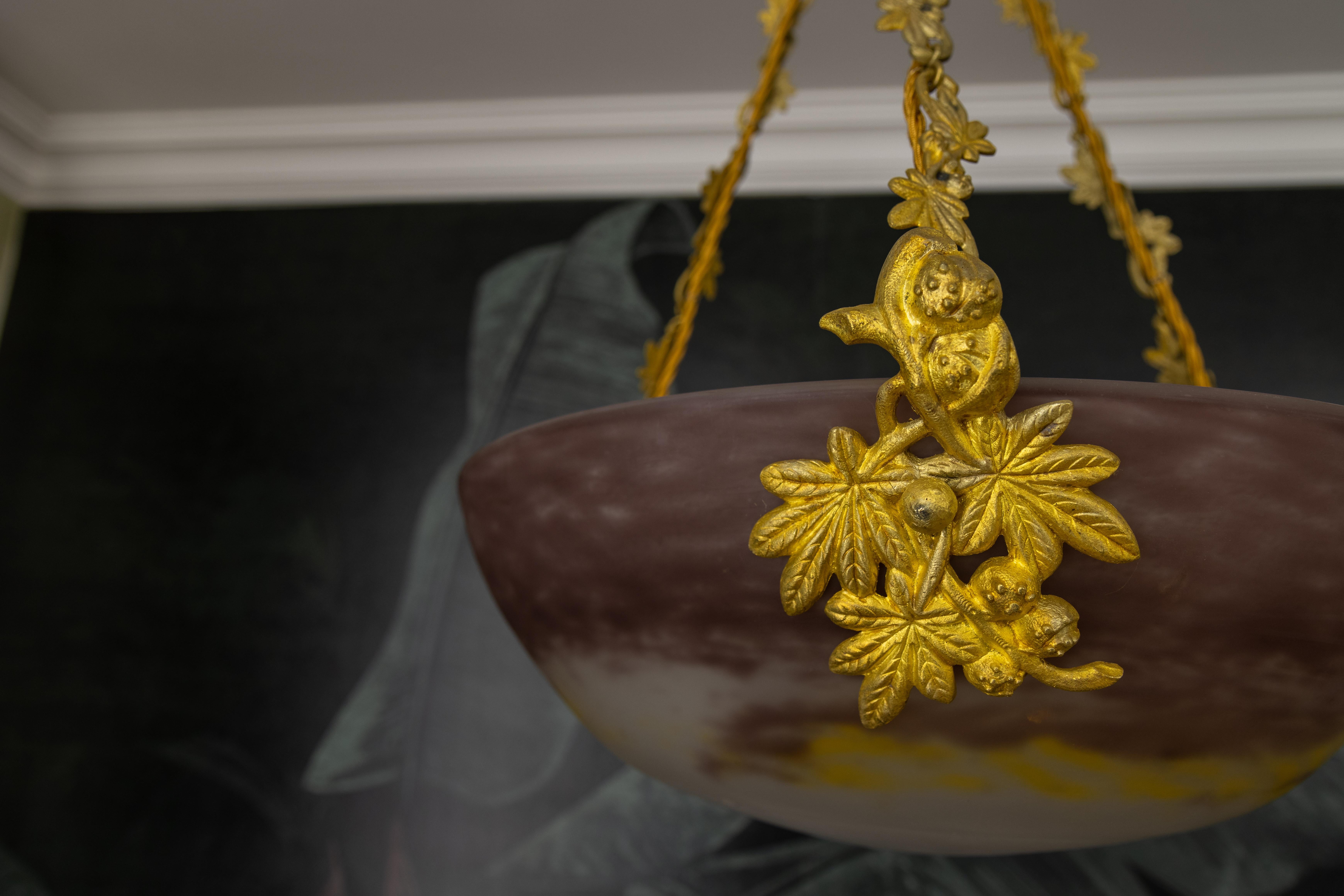 Lámpara colgante francesa Art Nouveau de G.V. de Croismare, Muller Frères, años 20 en venta 2