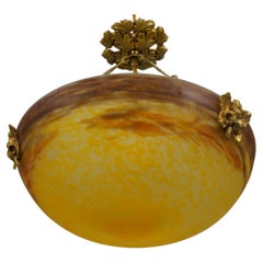 French Art Nouveau Pendant Light by G.V. de Croismare, Muller Frères, 1920s