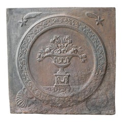 Plaque de cheminée / dosseret "panier à fleurs" d'époque Art Nouveau français