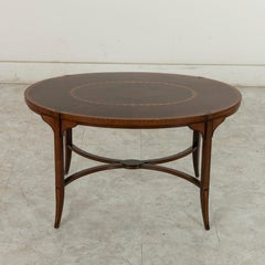 Table basse d'époque Art Nouveau en acajou et marqueterie de bois de citronnier